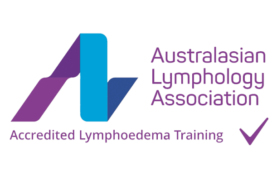 Australasian Lymphology Association Accredited The Australasian Lymphology Association Accredited Lymphoedema Training logo, highlighting the professional qualifications of the therapists at Hands On Clinic.